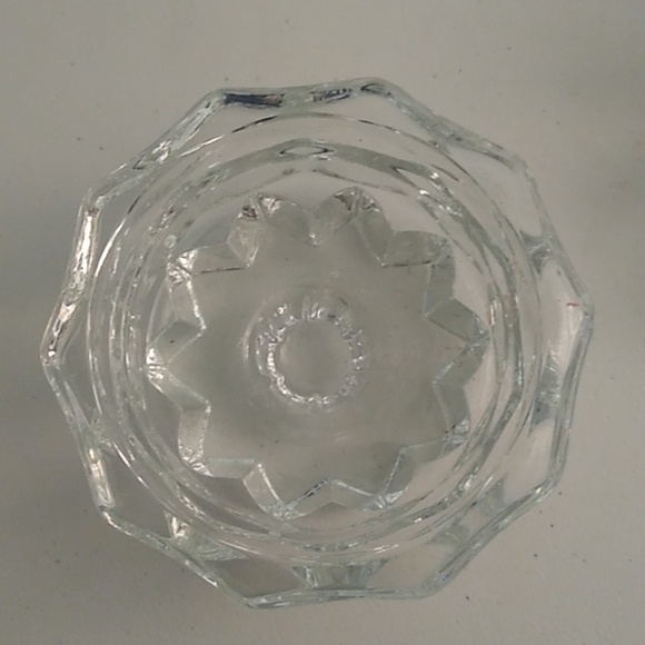 MID-CENTURY MODERN, STARBURST, HEAVY GLASS LOW PROFILE, SET OF 2 CANDLE … - Picture 2 of 7